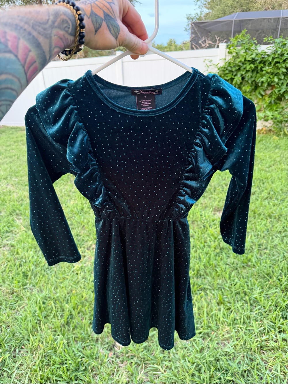 Xhilaration Teal Velvet Ruffle Dress with Sparkle